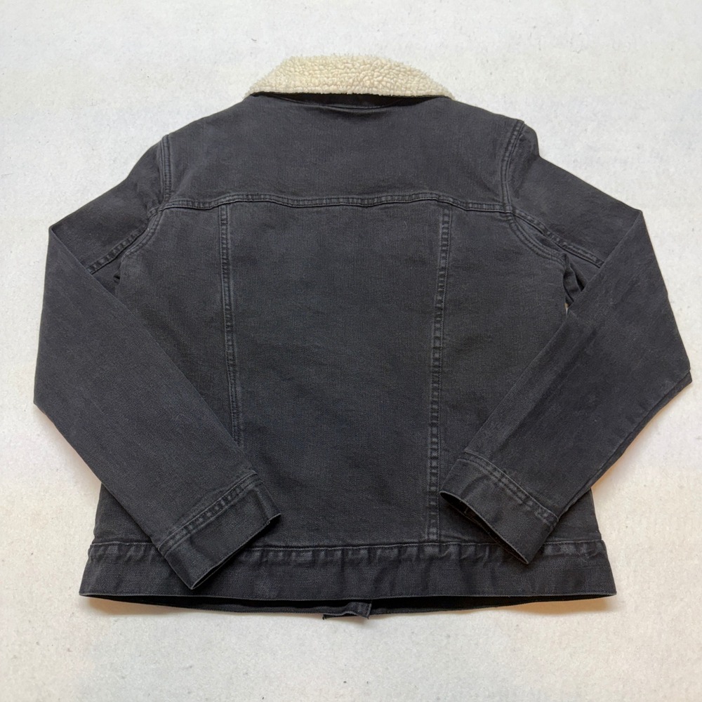 PacSun Sherpa Lined Denim Trucker Jacket Faux Shearling Black Adult Medium - Picture 4 of 13